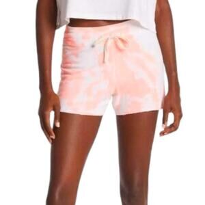 Sundry Tie Dye Shorts Dolphin Pop Peach Drawstring Terry Cloth Loungewear